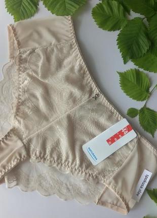 Красивые девичьи трусики naturana 4112 - xl - 50 бежевые из сетки и кружева натурана.
