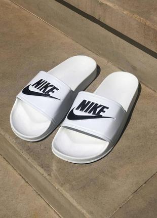 Сланцы мужские, женские nike slides white/black "белые/черные", найк тапочки тапки, шлепанцы