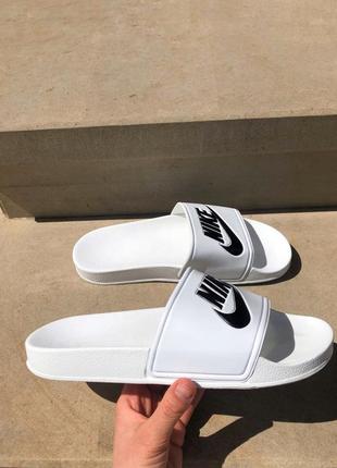 Сланцы мужские, женские nike slides white/black "белые/черные", найк тапочки тапки, шлепанцы3 фото