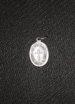 Серебряная подвеска, кулон с иконой православной святой анны, которая держит на руках марию.2 фото