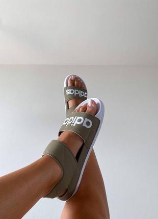 Сандали женские adidas adelitte sandals оливковые, адидас адилет, босоножки4 фото