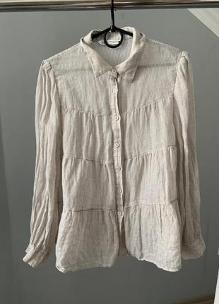 Сорочка з льону беж зара