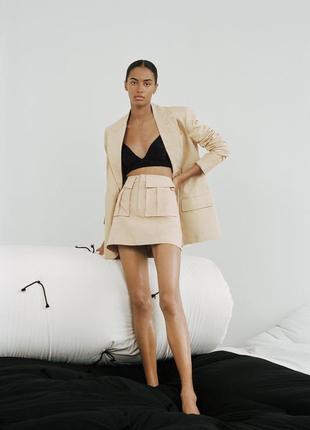 Льняний блейзер оверсайз zara, льон