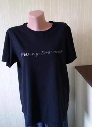 Хлопковая базовая черная футболка mango2 фото