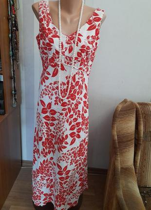 Гарна довга лляна сукня льняное длинное платье сарафан