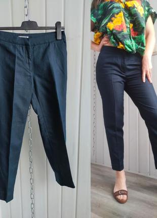 Брюки джоггеры тёмно -синего цвета лён с хлопком  h&m 165/ 68 cm