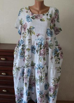Красивенное воздушное лёгкое льняное платье,польша,цвета внутри.5 фото