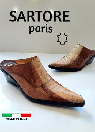 Sartore paris (італія) шкіряні мюли з шкіри крокодила 🐊 оригінал