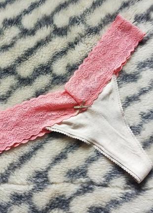 Женские хлопковые стринги с кружевом secret possessions