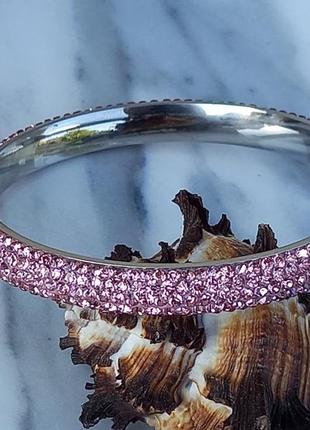 Браслет з нержавіючої сталі  австрійські кристали - ніжно-рожевий4 фото