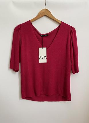 Трикотажная базовая футболка кофта блузка свободный крой оверсайз zara4 фото
