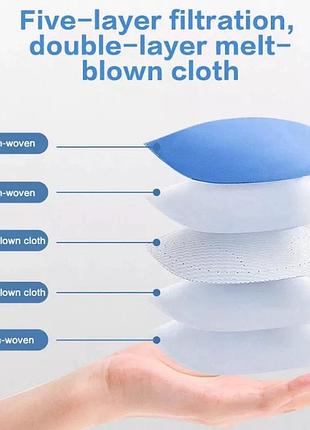 Маска респіратор захисний kn95 / ffp2 п'ятишаровий 10шт в індивідуальних упаковках з фіксатором перенісся6 фото