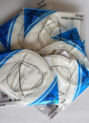 Маска респіратор захисний kn95 / ffp2 п'ятишаровий 10шт в індивідуальних упаковках з фіксатором перенісся3 фото