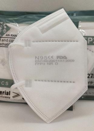 Маска респиратор защитная шестислойная n95 / ffp3 с фиксатором переносицы в индивидуальной упаковке 2 шт