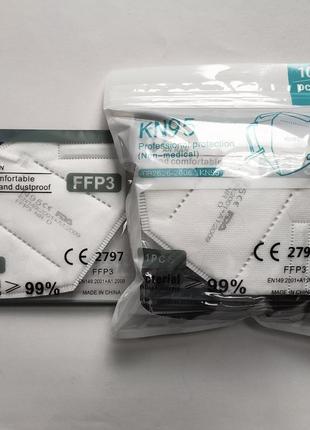 Маска респиратор защитная шестислойная n95 / ffp3 с фиксатором переносицы в индивидуальной упаковке 100 шт