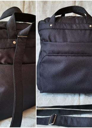 Сумка -рюкзак портфель багато кишень тканинна демісезонна чорна унісекс