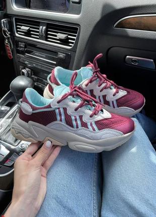 Adidas ozweego bordo blue, жіночі літні кросівки адідас, кросівки жіночі адідас