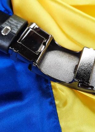 Ремень мужской кожаный черный jk-3587 "україна понад усе" (120 см)4 фото