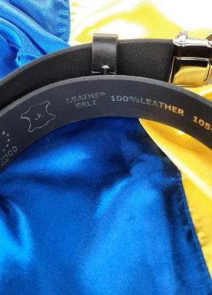 Ремень мужской кожаный черный jk-3587 "україна понад усе" (120 см)6 фото