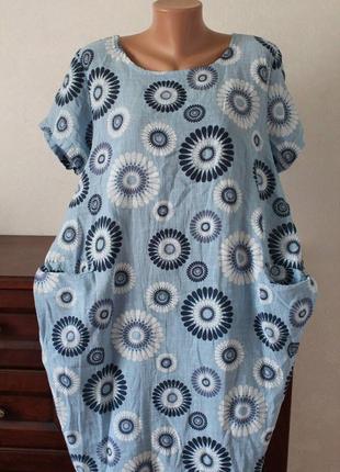 Стильное платье, лен,с карманами.