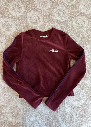 Укороченная кофта из мягкого велюра fila