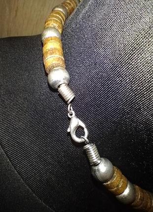 Винтажное ожерелье чокер из дерева4 фото