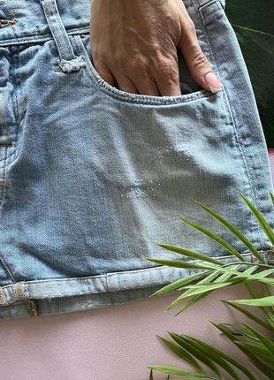 🌊джинсовая мини юбка/рваная голубая короткая юбка джинс/светлая джинсовая юбка с потёртостями🌊7 фото