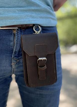 Кожаная сумка- чехол на пояс коричневая tarwa rc-2090-3md