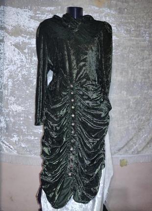 Оригинальное винтажное бархатное виниловое платье с капюшоном с драпировкой фэнтези nana belle