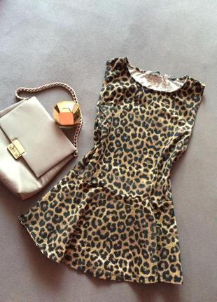 Леопардовая блузка с баской new look новая1 фото