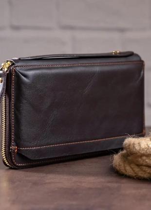 Чоловічий клатч з ремінцем на руку шкіряний