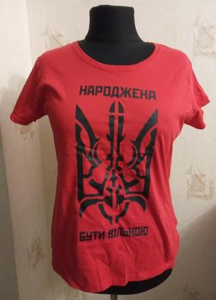Патріотична футболка, тризуб, червоне та чорне1 фото