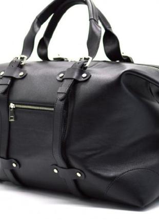 Кожаная черная дорожная сумка та-5764-4lx tarwa1 фото