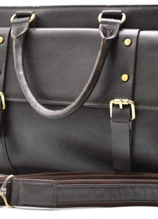 Кожанная сумка портфель tarwa, tc-4964-4lx темно-коричневая6 фото