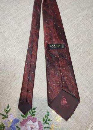Краватка шовкова, галстук бордовий, з принтом, в горох5 фото