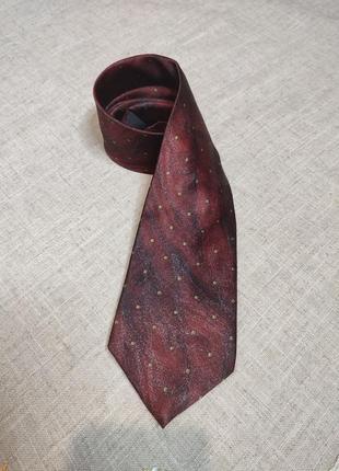 Краватка шовкова, галстук бордовий, з принтом, в горох2 фото
