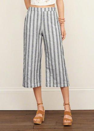 Трендові штани кюлоти від легендарного бренду з льону та бавовни abercrombie&fitch