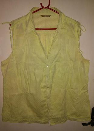 Натуральная,светло-салатовая блуза на пуговичках,бантиках на плечах,большого разм.,tu1 фото