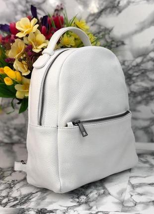 Рюкзак білий шкіряний жіночий італія белый кожаный рюкзак италия