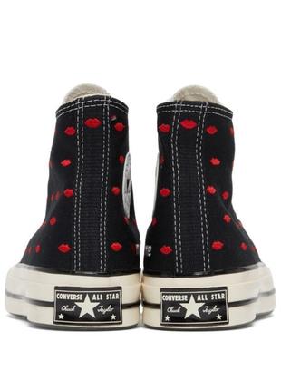 Крутезные кеды converse chuck 70 оригинал embroidered lips a01600c black/red стильний all star 70 c7 фото