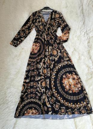 Красивое стильное платье с эффектом запаха стиле версаче состояние нового отсутствует пояс длина 1431 фото