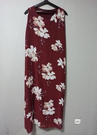 Платье сарафан в пол на подкладке цветочный принт франция4 фото