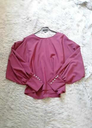 Красива легка блуза шикарним пишним рукавом красиві намистини перлини на манжеті кольору в наявності
