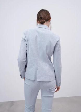 Двубортный полосатый пиджак блейзер в полоску на одну пуговицу от zara3 фото