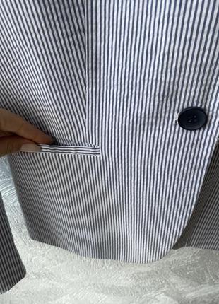 Двубортный полосатый пиджак блейзер в полоску на одну пуговицу от zara6 фото