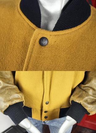 Сhevignon вінтажна вовняна куртка з шкіряними рукавами, бомбер, пілот (80-90х)8 фото