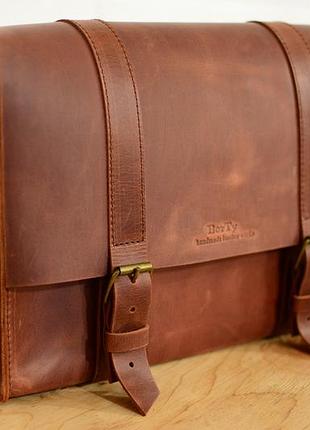 Кожа. ручная работа. кожаная мужская сумка мессенджер. портфель для документов