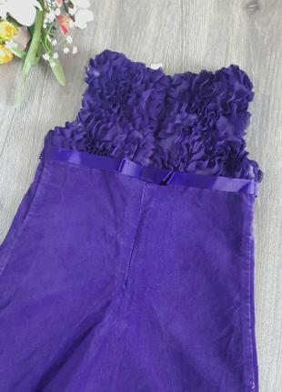 Платье сукня велюр с апликацией фиолетовое,3-4 года3 фото