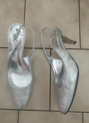 Кожаные туфли, босоножки, giorgio piergentili, италия, серебристый,4 фото