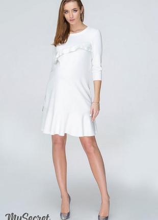 Жіночна сукня з воланами для вагітних і годуючих мам simona dr-19.073, молочне2 фото